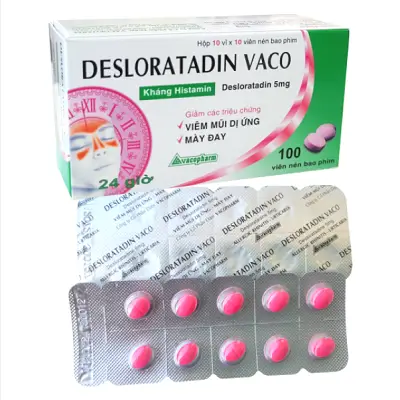 DESLORATADIN VACO - điều trị viêm mũi dị ứng, mày đay mạn tính vô căn (Hộp 10 vỉ x 10 viên)